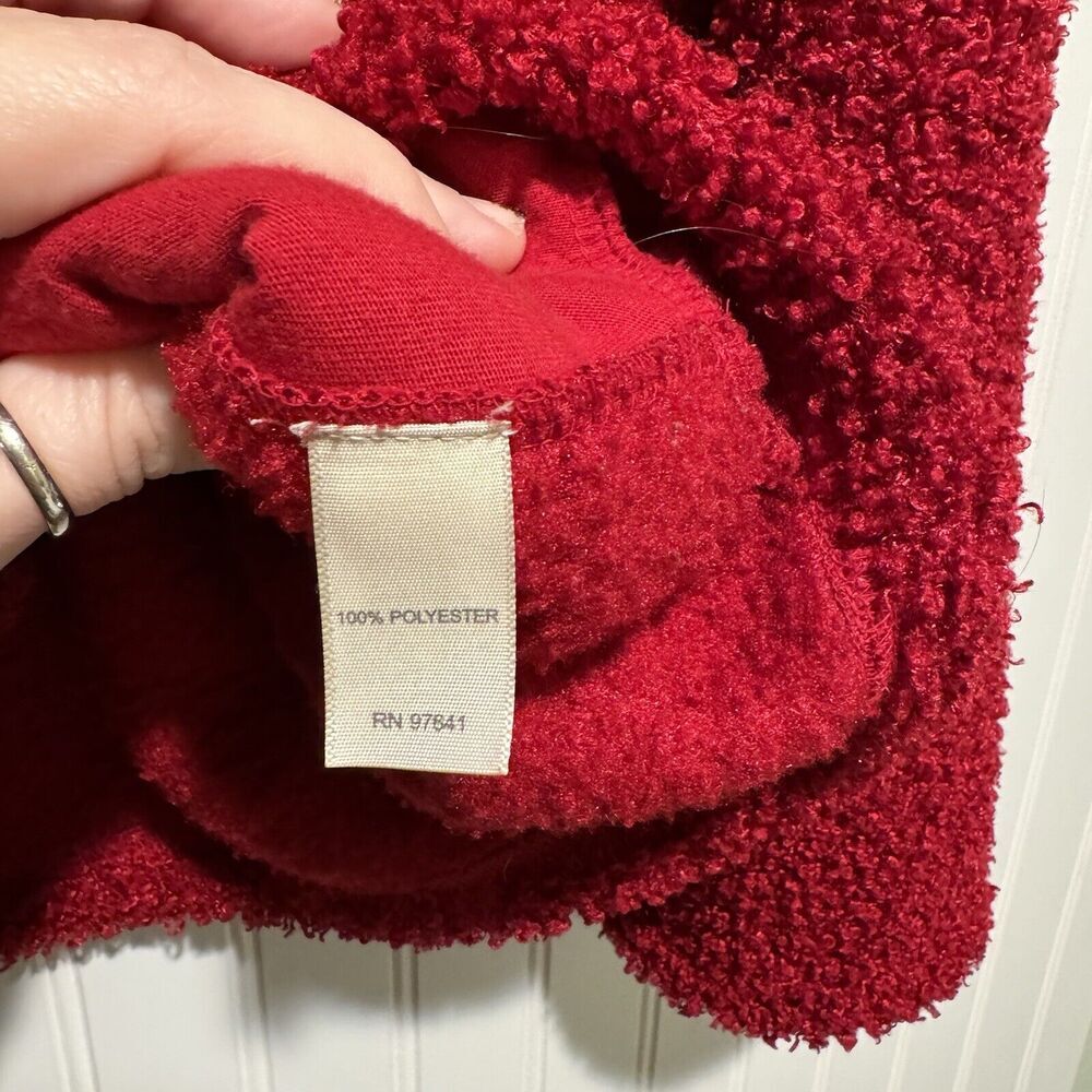 J Jill Red Fuzzy Zip Front Jacket Size Large - image 5